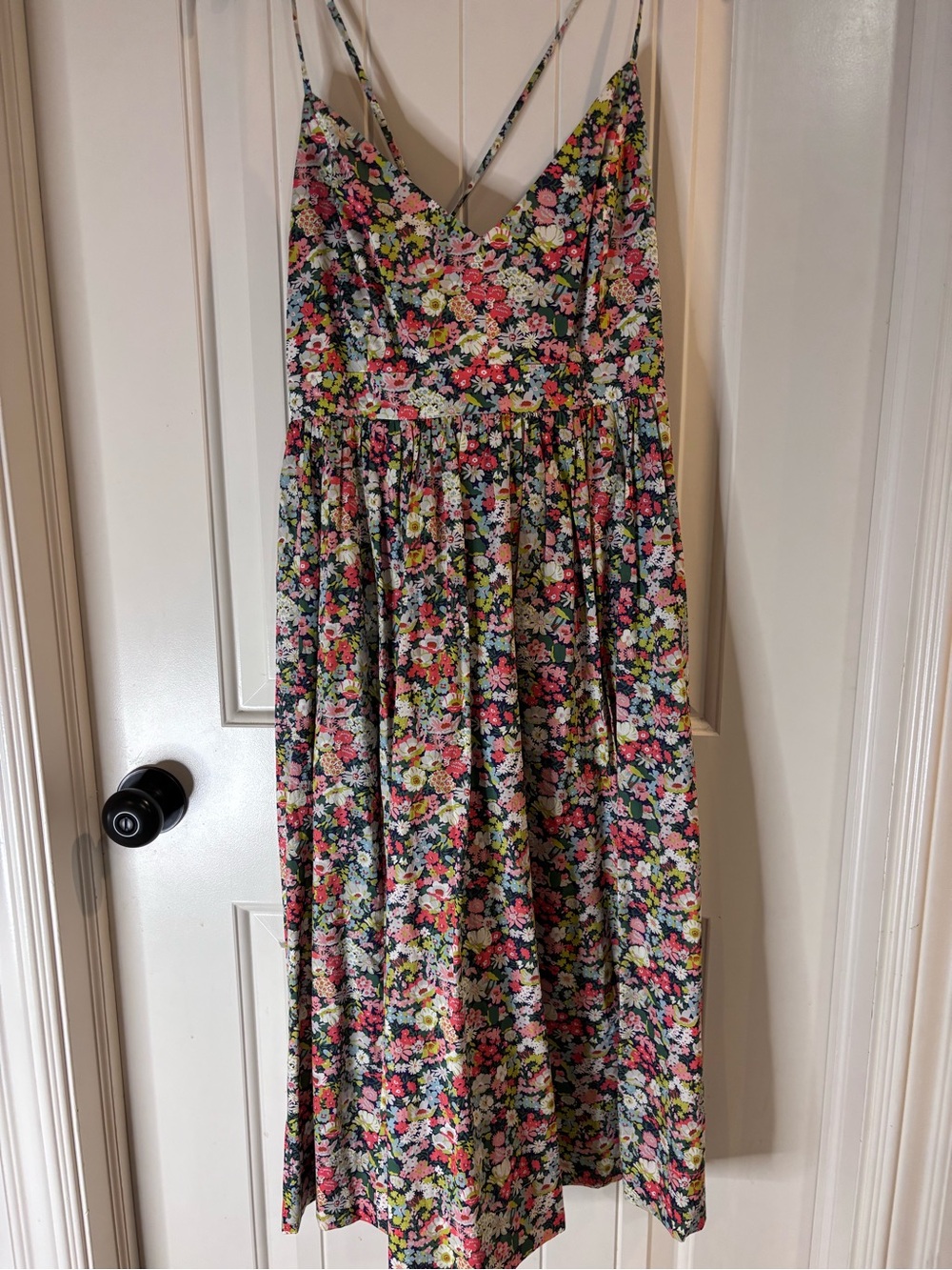 J. Crew Floral Spaghetti-Strap Midi Dress in Pink Multicolor